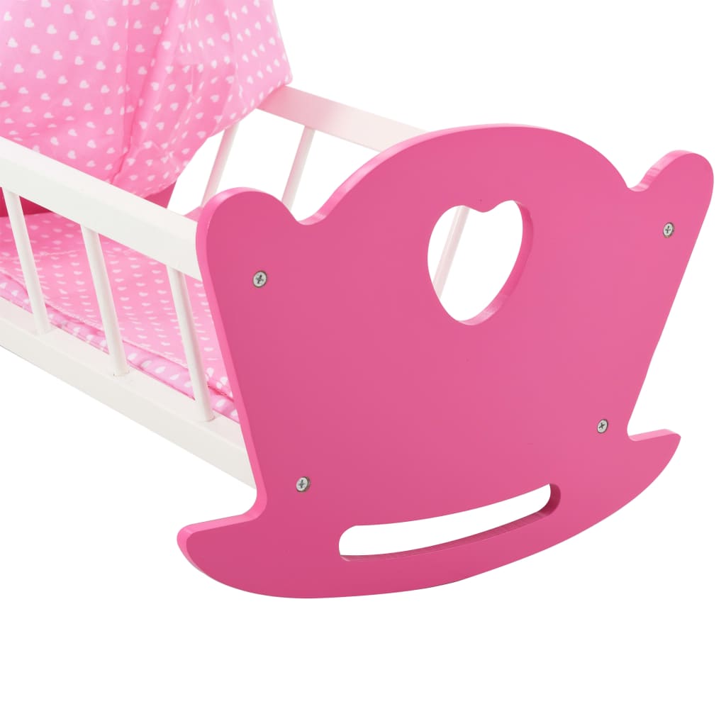 vidaXL Žaislinė lovytė lėlei su skliautu, rožinė, 50x34x60cm, MDF