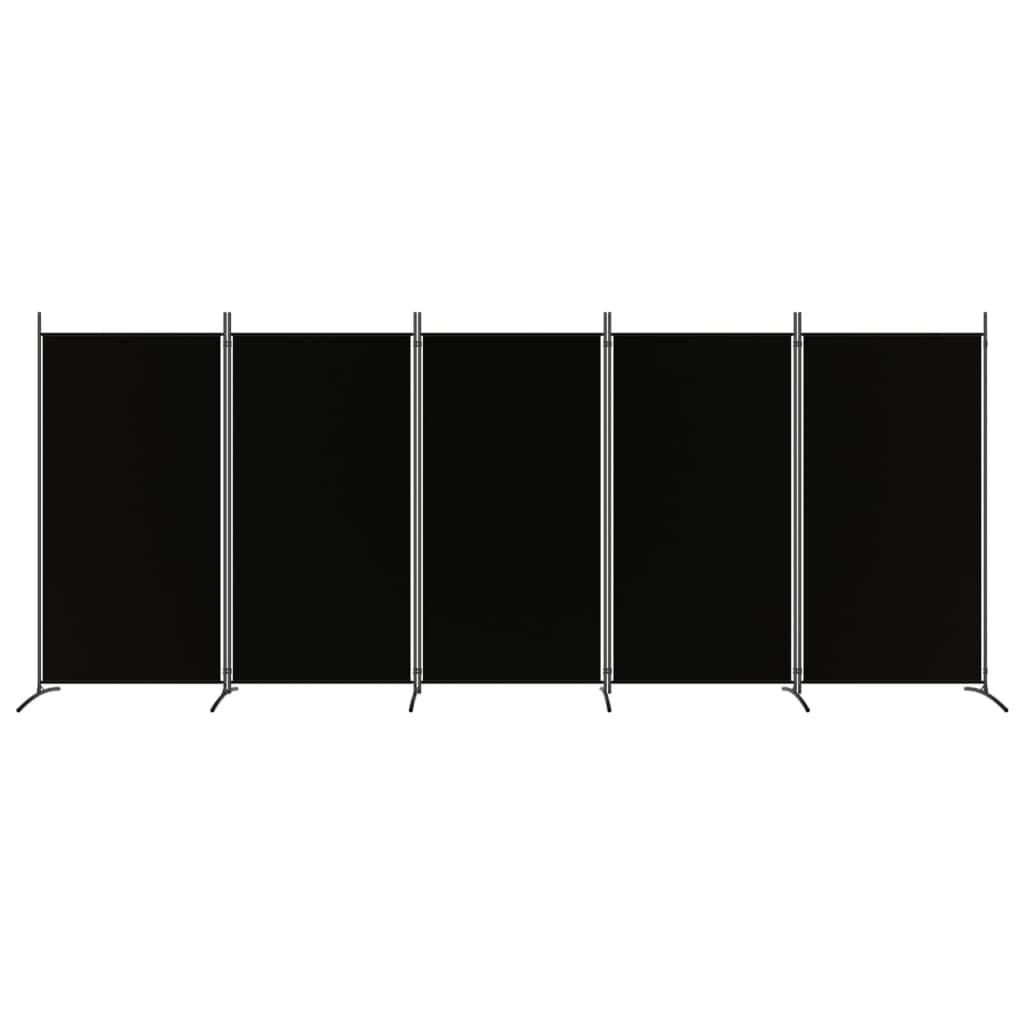 vidaXL Kambario pertvara, 5 dalių, juodos spalvos, 433x180cm, audinys
