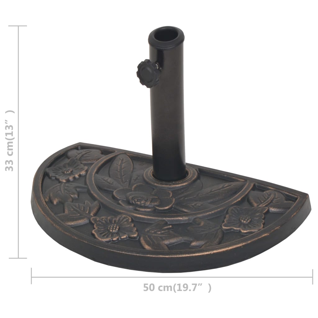 vidaXL Skėčio stovas iš dervos, pusapvalis, bronzinis, 9 kg