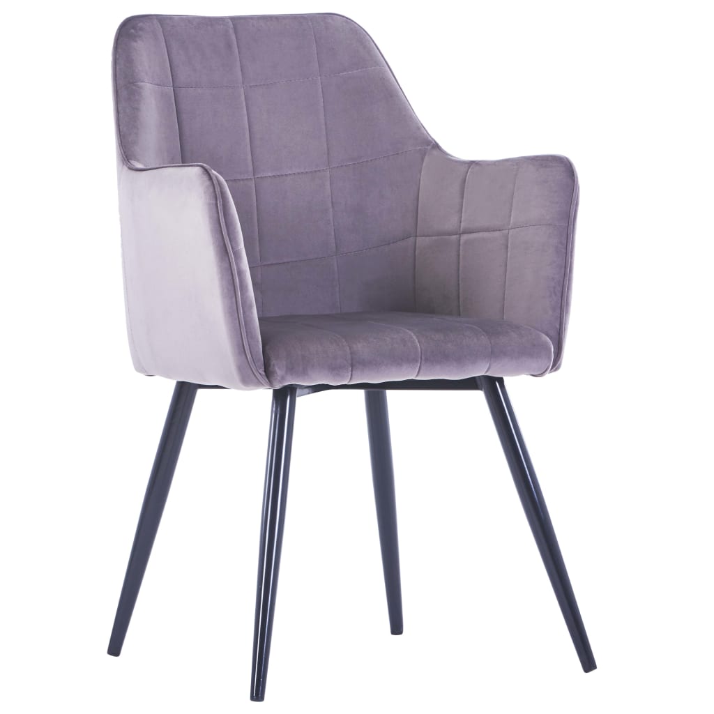 VidaXL Valgomojo kėdės, 2vnt., pilkos spalvos, aksomas