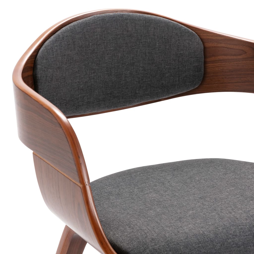 vidaXL Valgomojo kėdės, 2vnt., pilkos, išlenkta mediena ir audinys
