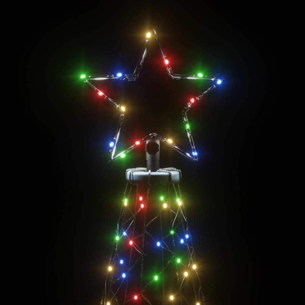 vidaXL Kalėdų eglutė su kuoliuku, įvairių spalvų, 200LED, 180cm