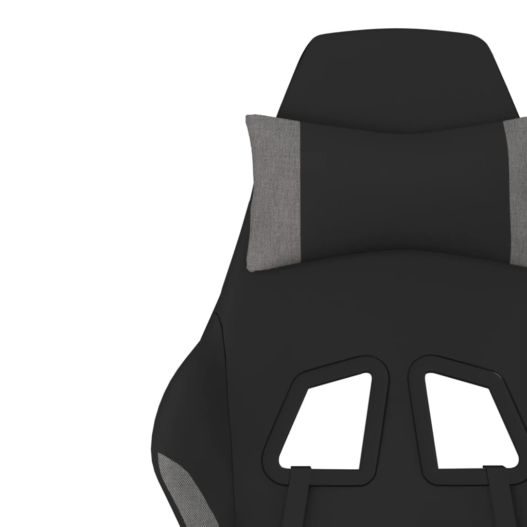 vidaXL Masažinė žaidimų kėdė su pakoja, juoda/šviesiai pilka, audinys