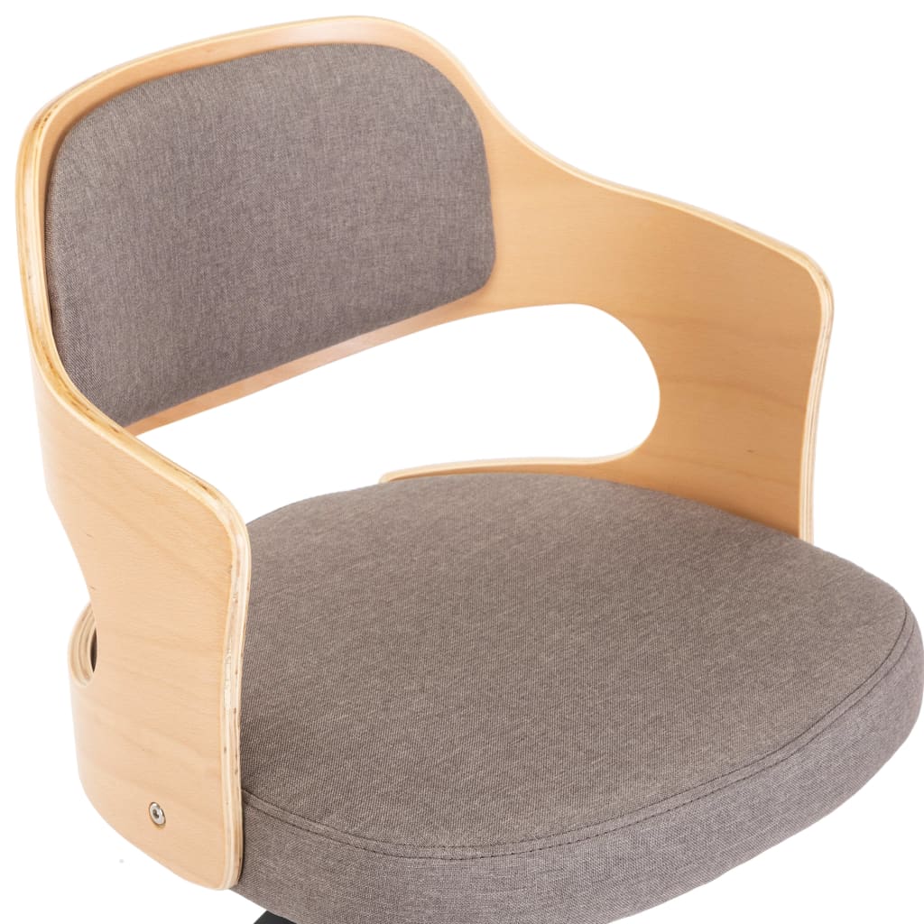 vidaXL Pasukama biuro kėdė, taupe spalvos, išlenkta mediena ir audinys