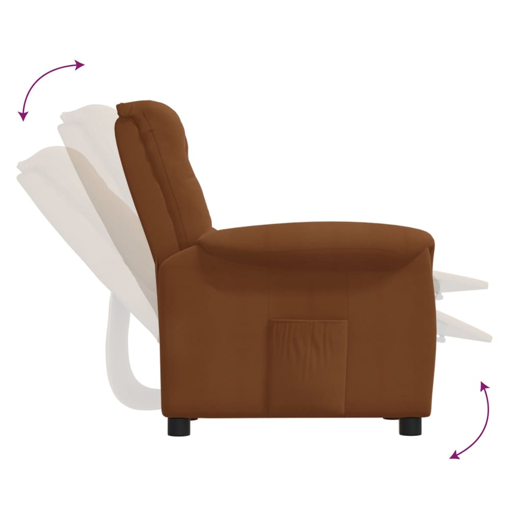 vidaXL Atlošiamas krėslas, rudos spalvos, mikropluošto audinys