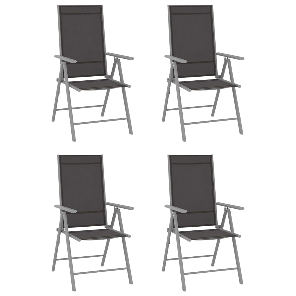 vidaXL Sulankstomos sodo kėdės, 4vnt., juodos spalvos, tekstilenas