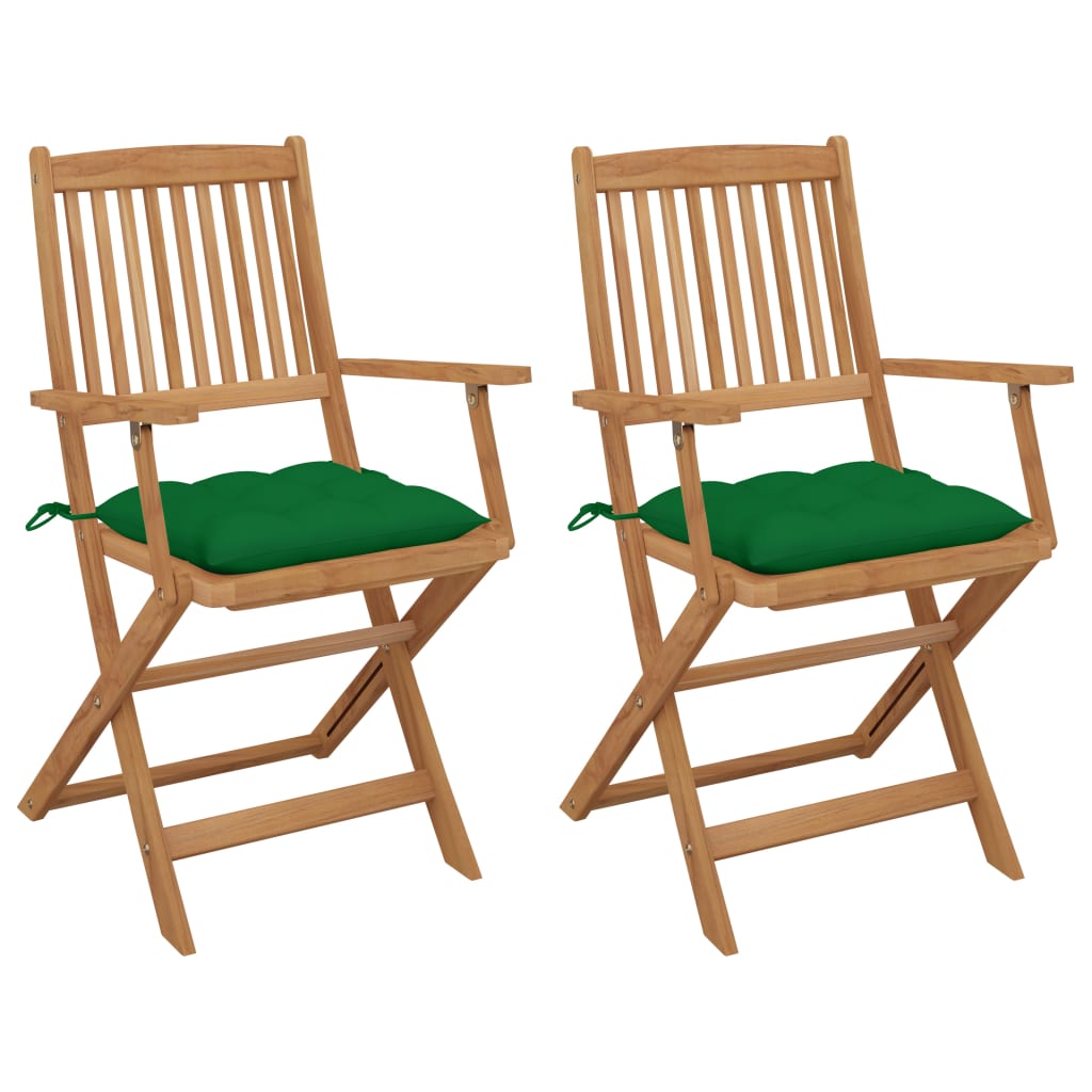 vidaXL Sulankstomos sodo kėdės su pagalvėmis, 2vnt., akacijos masyvas