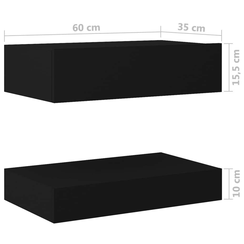 vidaXL Naktinė spintelė, juodos spalvos, 60x35cm, MDP