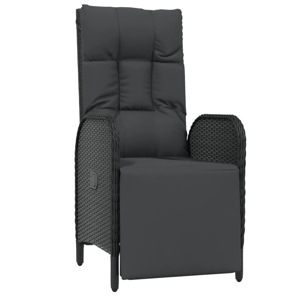 vidaXL Atlošiamos lauko kėdės su pagalvėlėmis, 2vnt., pilkos, ratanas