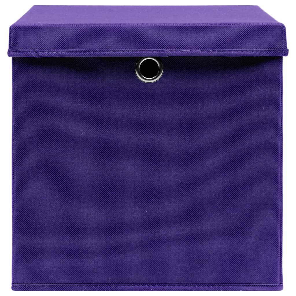 vidaXL Daiktadėžės su dangčiais, 4vnt., violetinės spalvos, 28x28x28cm
