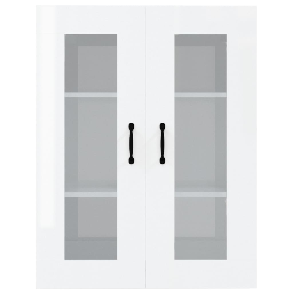 vidaXL Pakabinama sieninė spintelė, balta, 69,5x34x90cm, blizgi