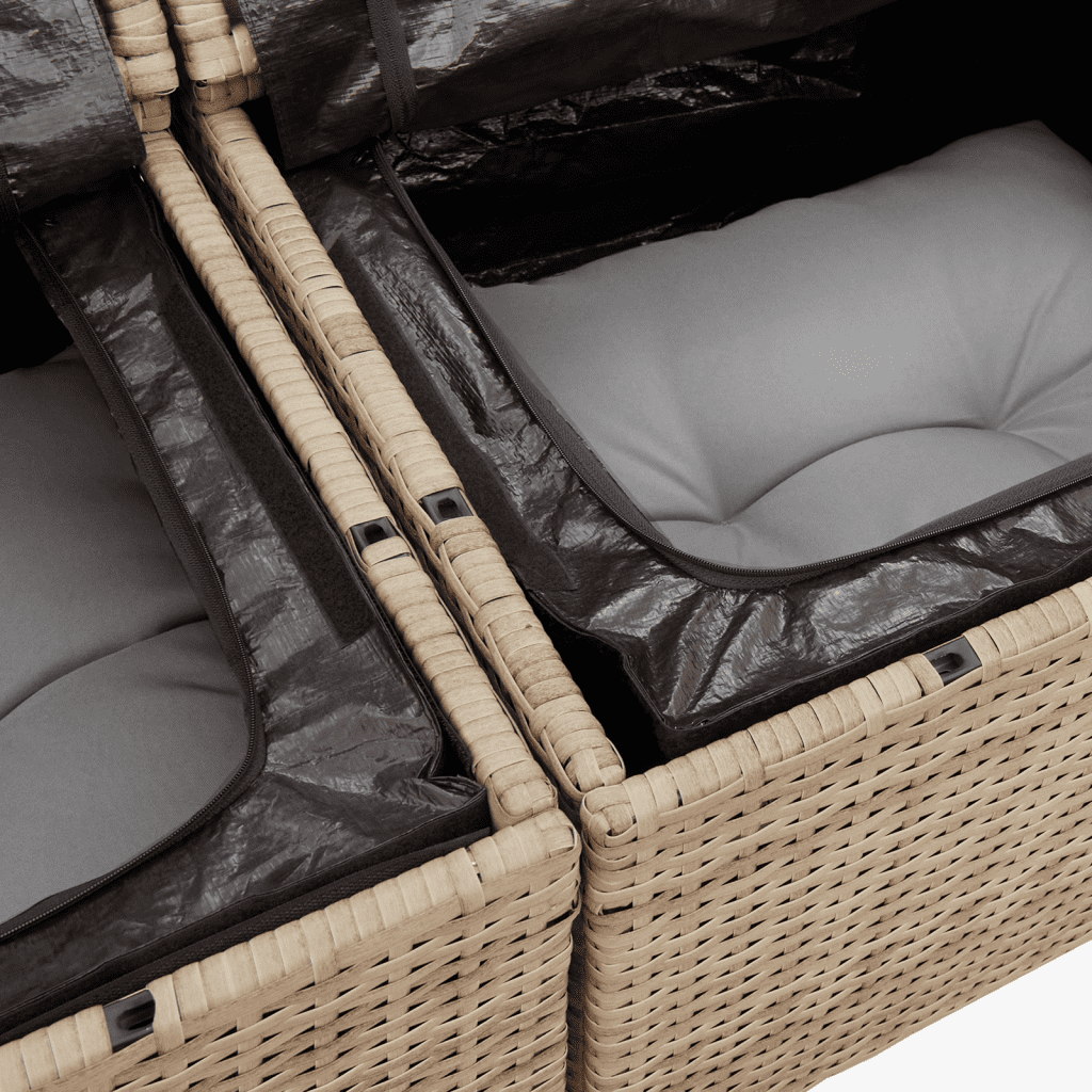 vidaXL Sofos komplektas su pagalvėlėmis, 10 dalių, smėlio, poliratanas