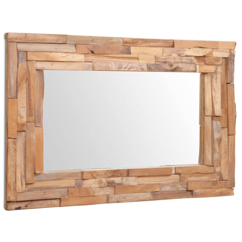 vidaXL Dekoratyvus veidrodis, tikmedis, 90x60cm, stačiakampio formos