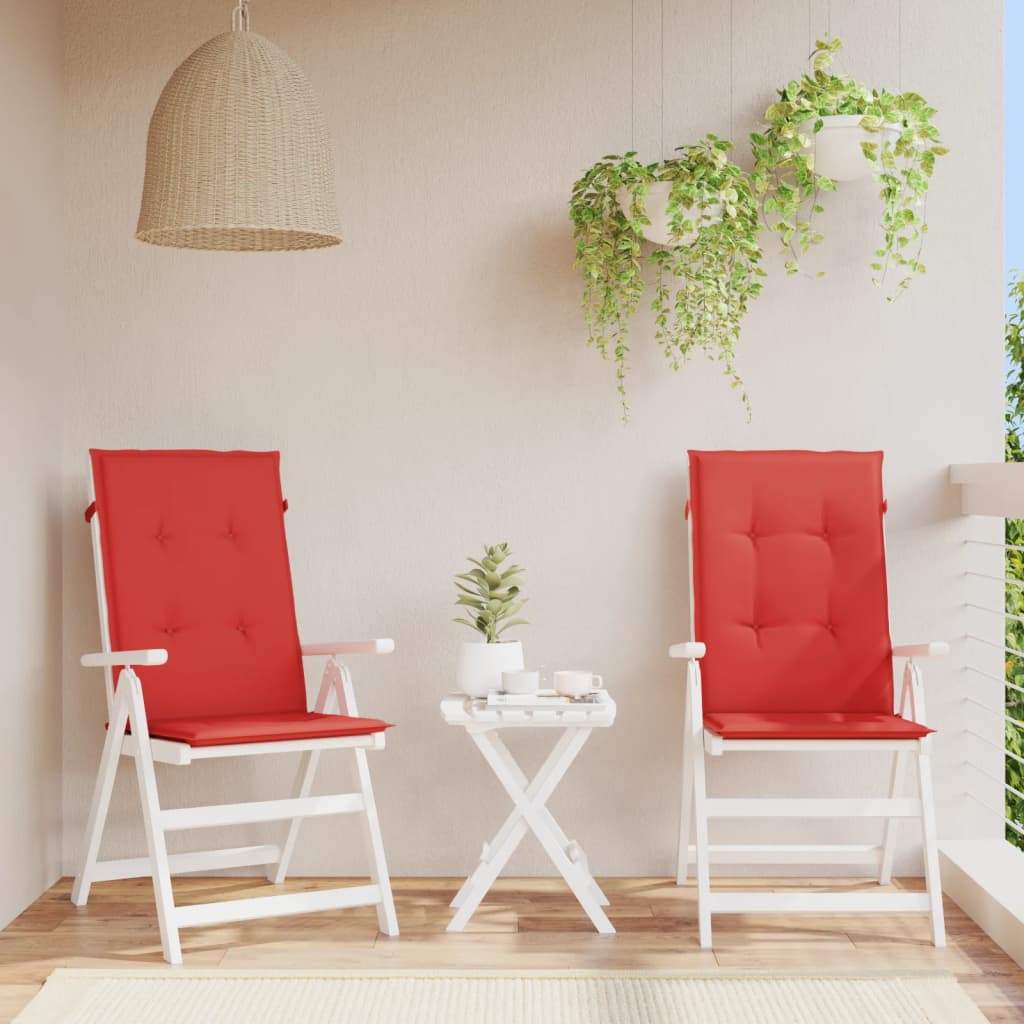 vidaXL Sodo kėdės pagalvėlės, 2vnt., raudonos, 120x50x3cm, audinys