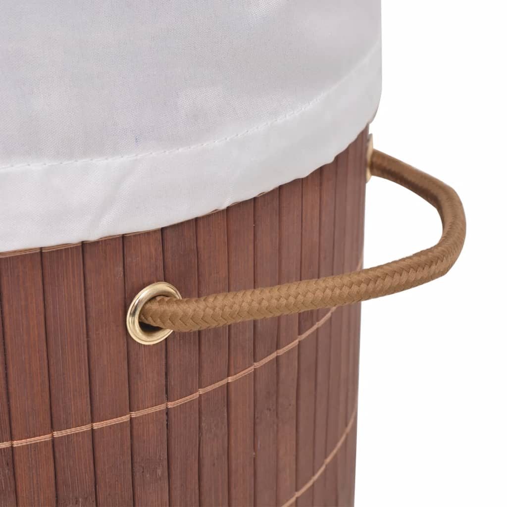 vidaXL Skalbinių krepšys, rudas, bambukas, ovalus