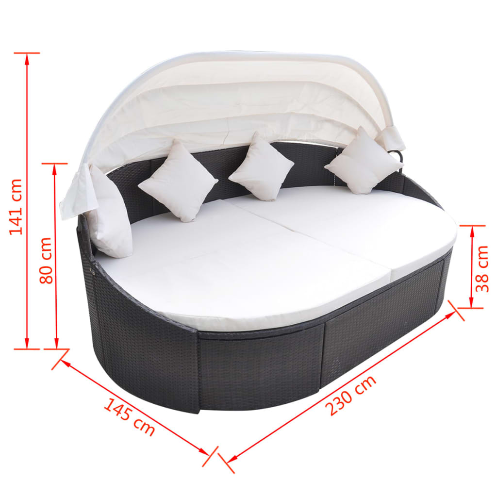 vidaXL Lauko gultas su pagalvėlėmis, poliratanas, rudas