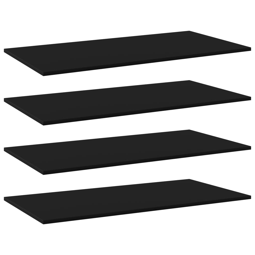 vidaXL Knygų lentynos plokštės, 4vnt., juodos, 80x20x1,5cm, MDP