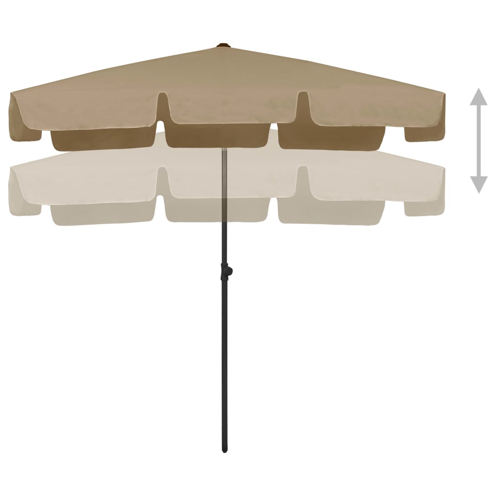 vidaXL Paplūdimio skėtis, taupe spalvos, 200x125cm