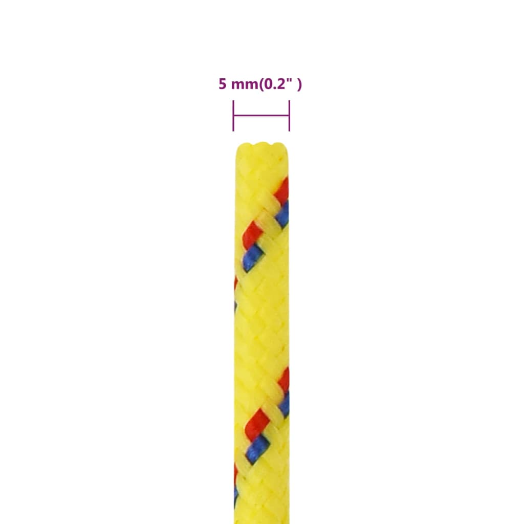 vidaXL Valties virvė, geltonos spalvos, 5mm, 500m, polipropilenas