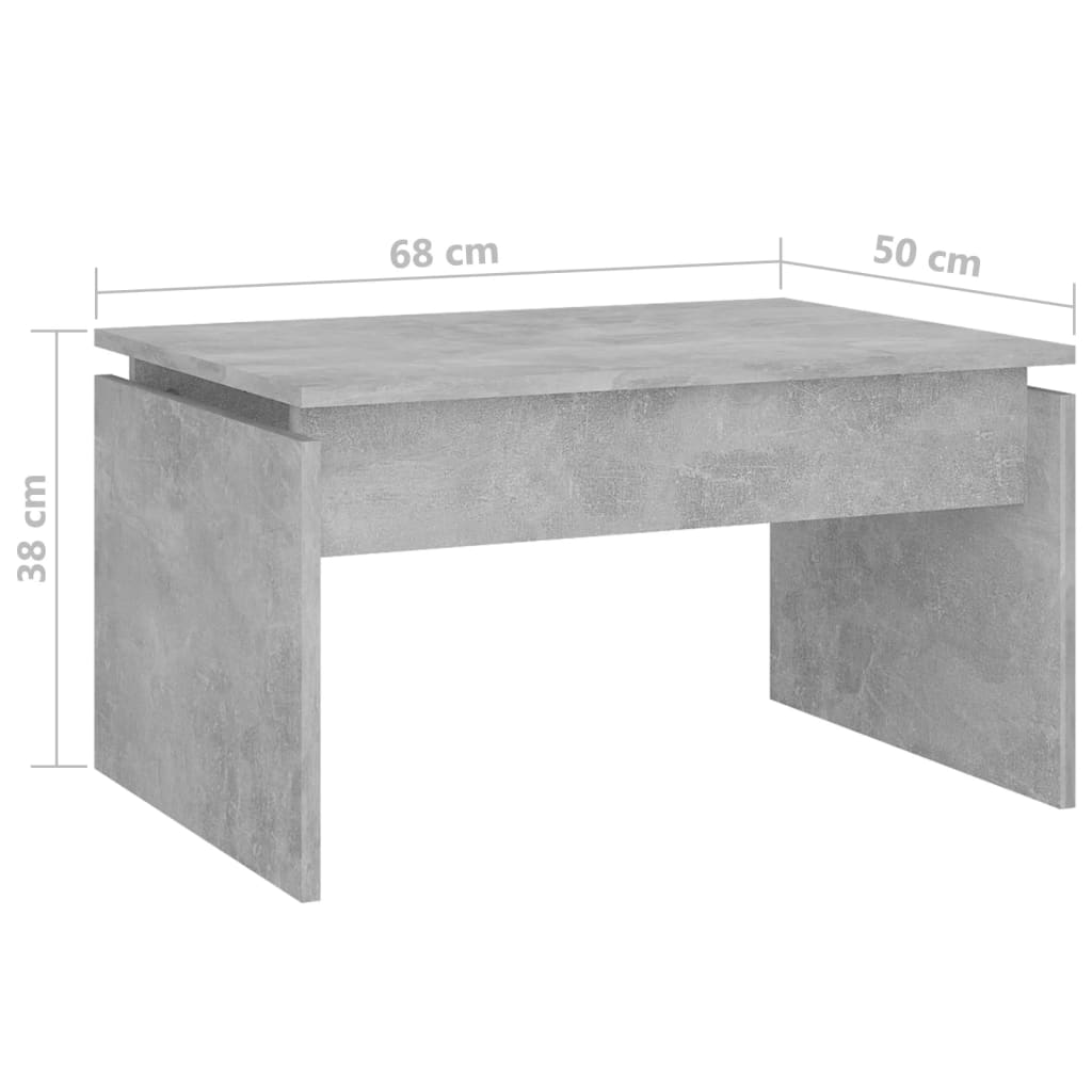 vidaXL Kavos staliukas, betono pilkos spalvos, 68x50x38cm, MDP
