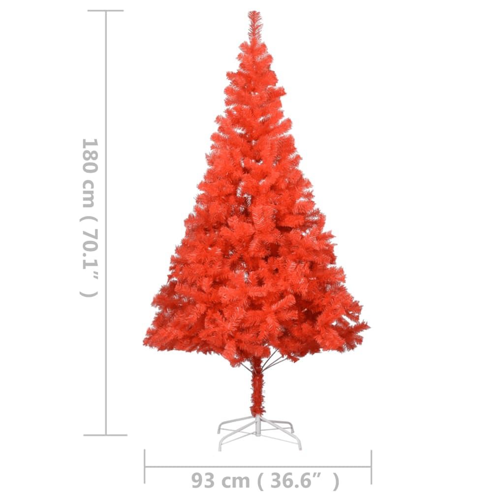 vidaXL Dirbtinė apšviesta Kalėdų eglutė su stovu, raudona, 180cm, PVC
