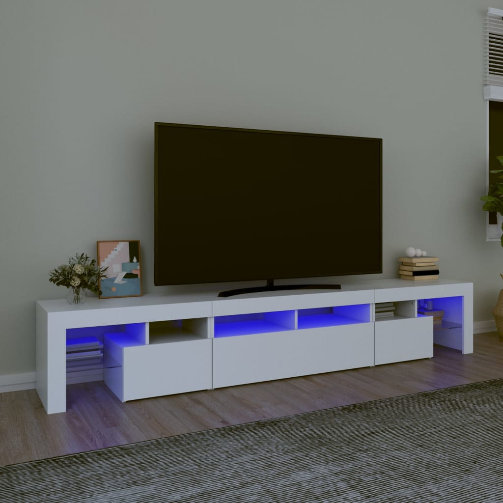 vidaXL Televizoriaus spintelė su LED apšvietimu, balta, 230x36,5x40cm