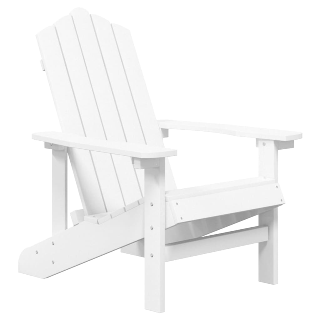 vidaXL Sodo Adirondack kėdės su staliuku, baltos spalvos, HDPE