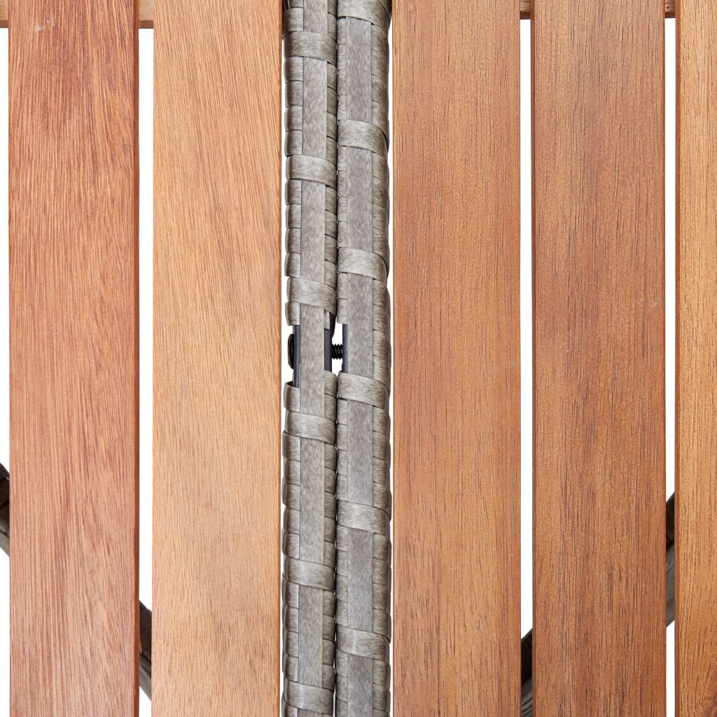 vidaXL Sodo stalas, pilkos spalvos, 115x74cm, poliratanas ir akacija