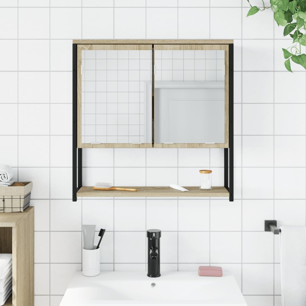 vidaXL Veidrodinė vonios spintelė, ąžuolo, 60x16x60cm, mediena