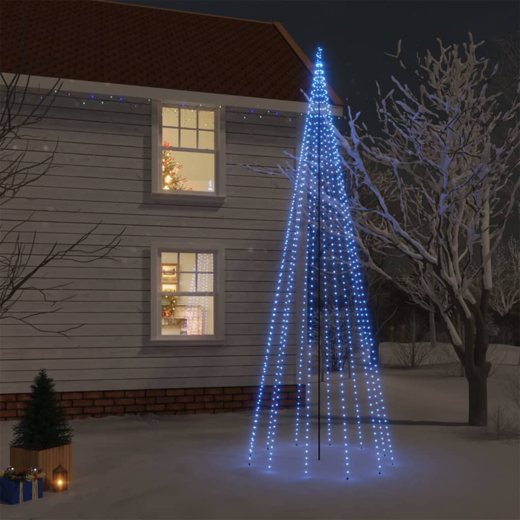 vidaXL Kalėdų eglutė su kuoliuku, 500cm, 732 mėlynos spalvos LED