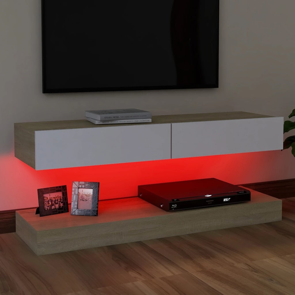 vidaXL TV spintelė su LED apšvietimu, sonoma ąžuolo, 120x35 cm