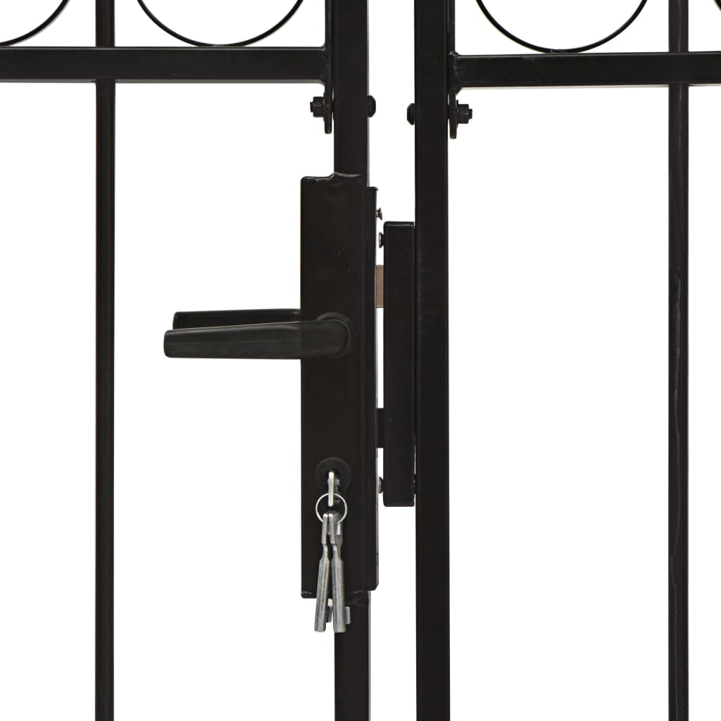 vidaXL Dvigubi vartai su arkiniu viršumi, juodi, 300x175cm, plienas