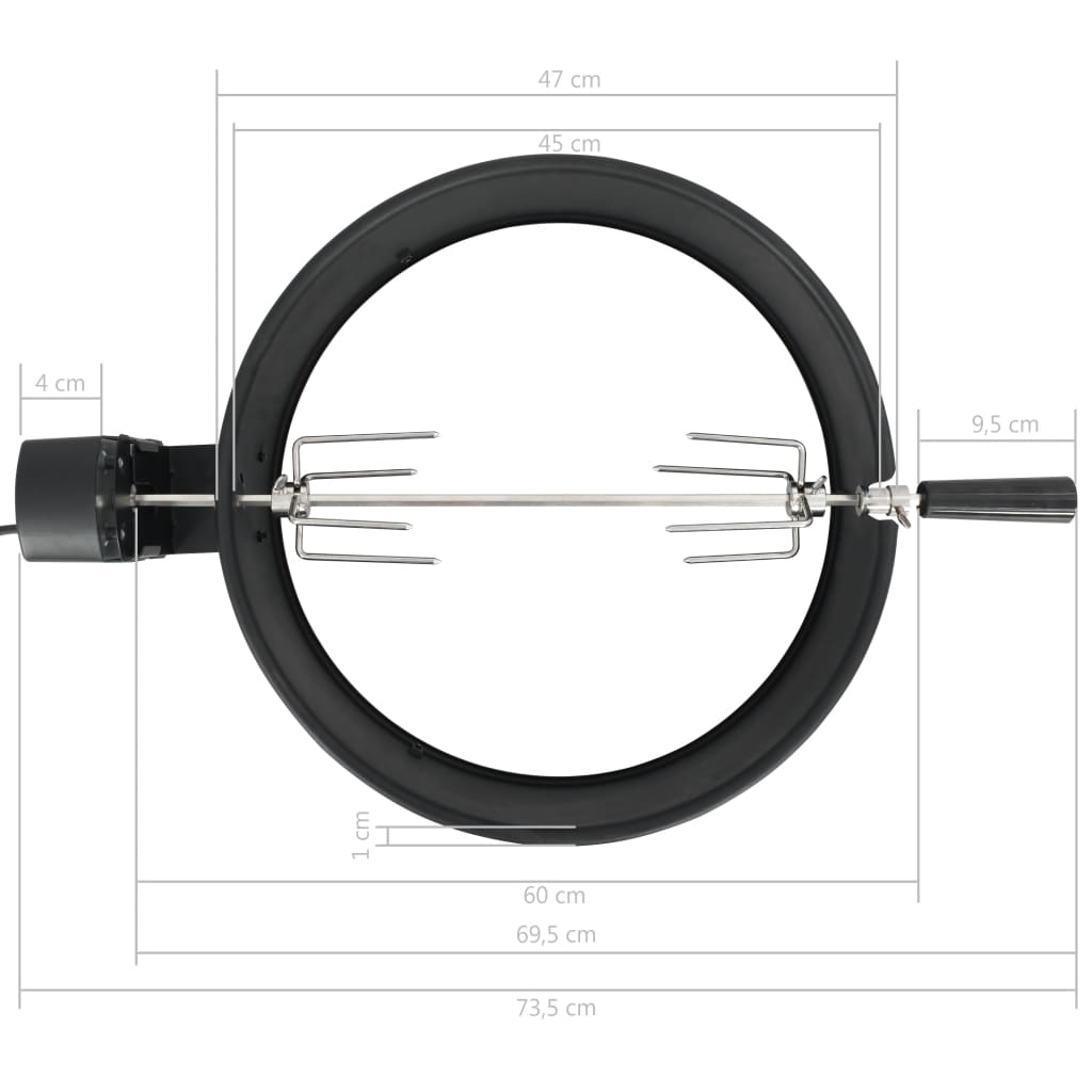 vidaXL Žiedo formos kepsninės grilio rinkinys, juodas, 47cm