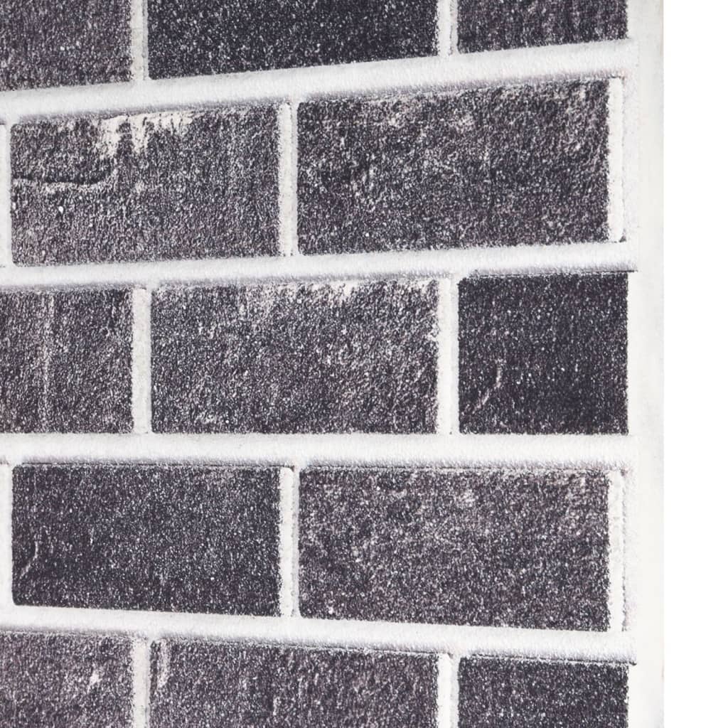 vidaXL Sienos plokštės, 10vnt., juodos/pilkos, EPS, plytų dizaino, 3D