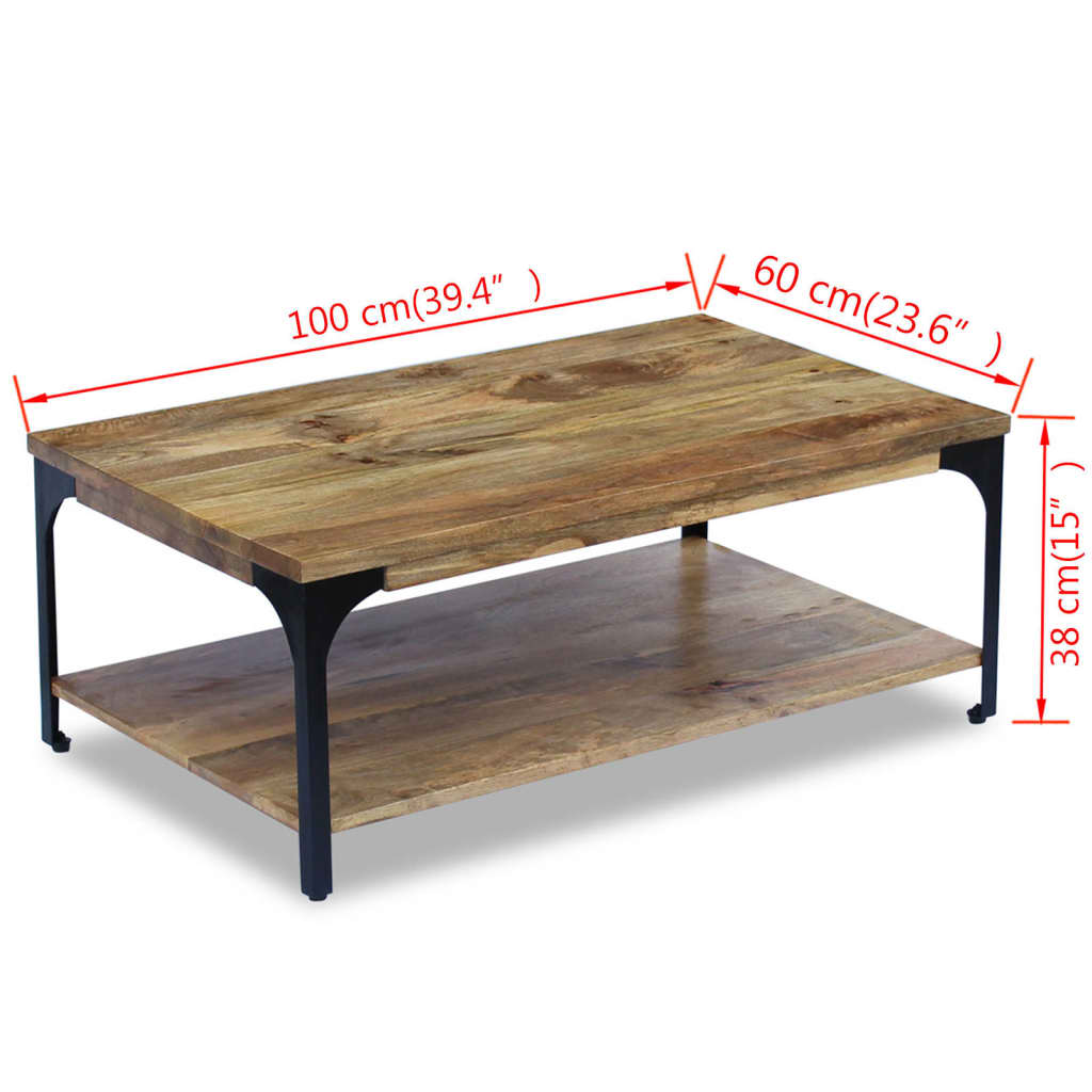 vidaXL Kavos staliukas, mango mediena, 100x60x38 cm