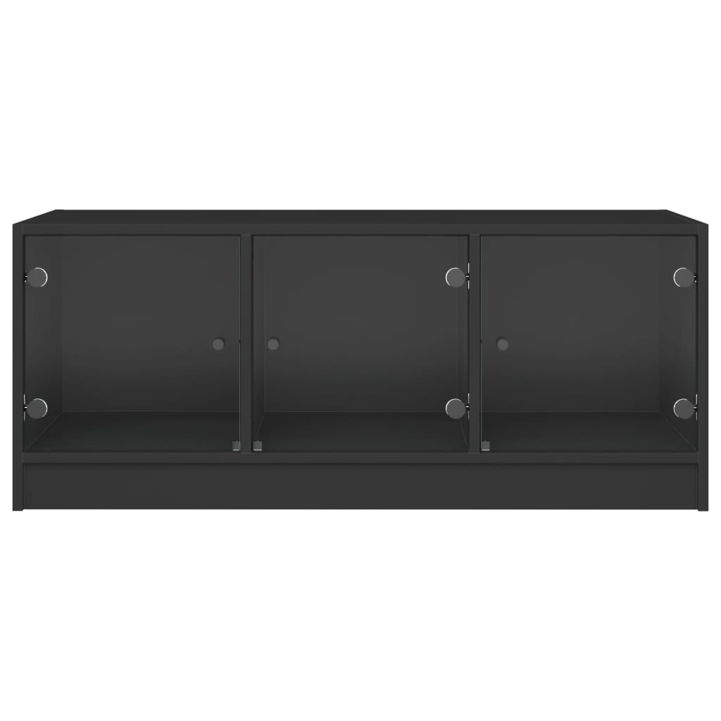 vidaXL Kavos staliukas su stiklinėmis durelėmis, juodas, 102x50x42cm