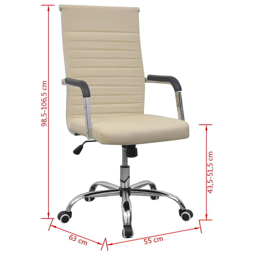 vidaXL Biuro kėdė, kreminės spalvos, dirbtinė oda, 55x63cm