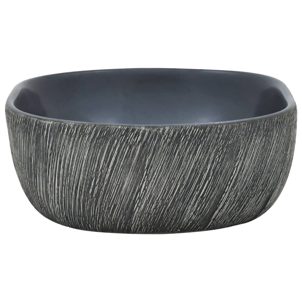 vidaXL Praustuvas ant stalviršio, juodas/pilkas, 47x33x13cm, keramika