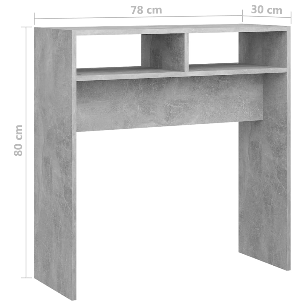 vidaXL Konsolinis staliukas, betono pilkos spalvos, 78x30x80cm, MDP