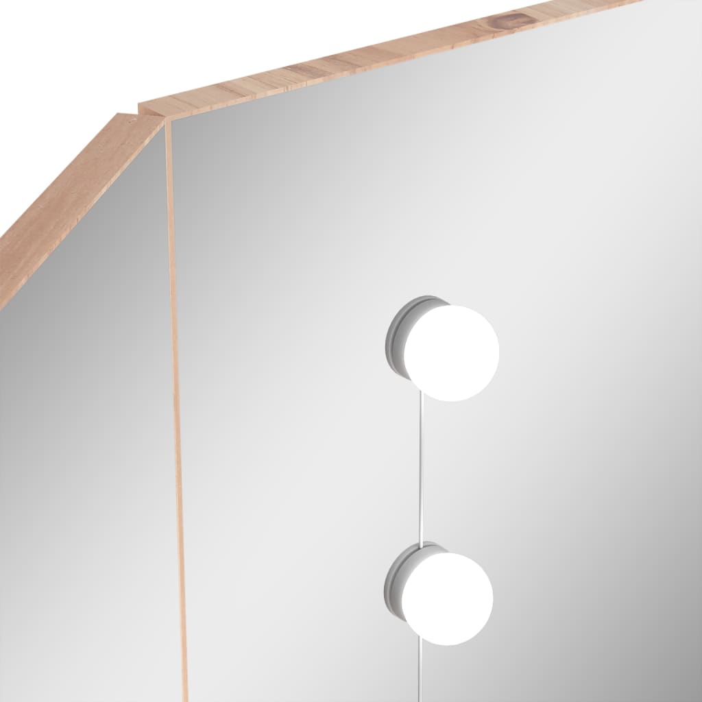 vidaXL Kampinis kosmetinis staliukas su LED, ąžuolo, 111x54x141,5cm