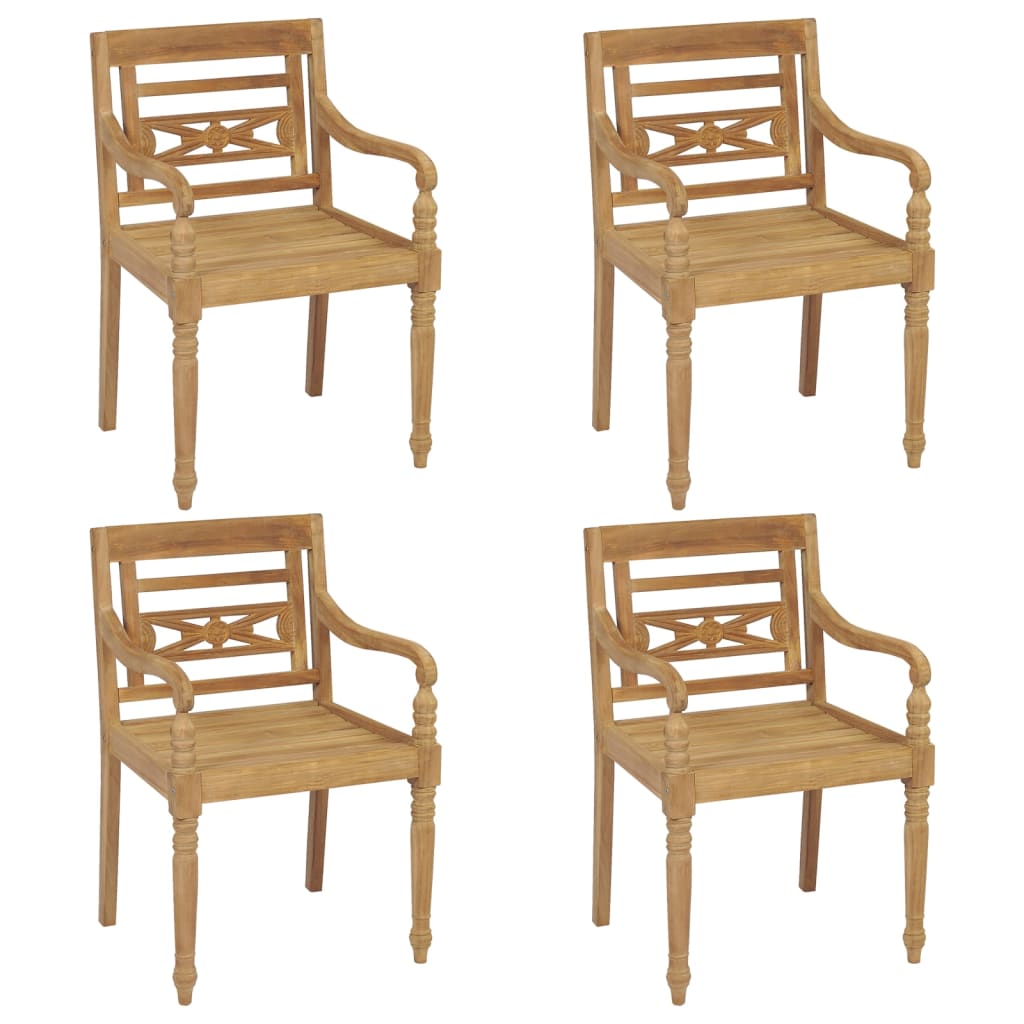 vidaXL Batavia kėdės, 4vnt., tikmedžio medienos masyvas (2x43051)