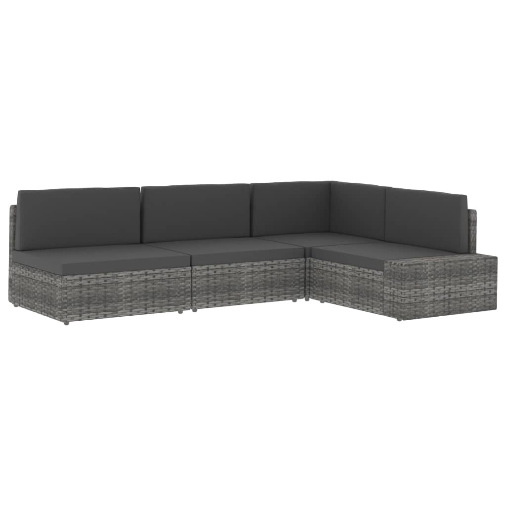 vidaXL Modulinė dvivietė sofa, pilkos spalvos, poliratanas