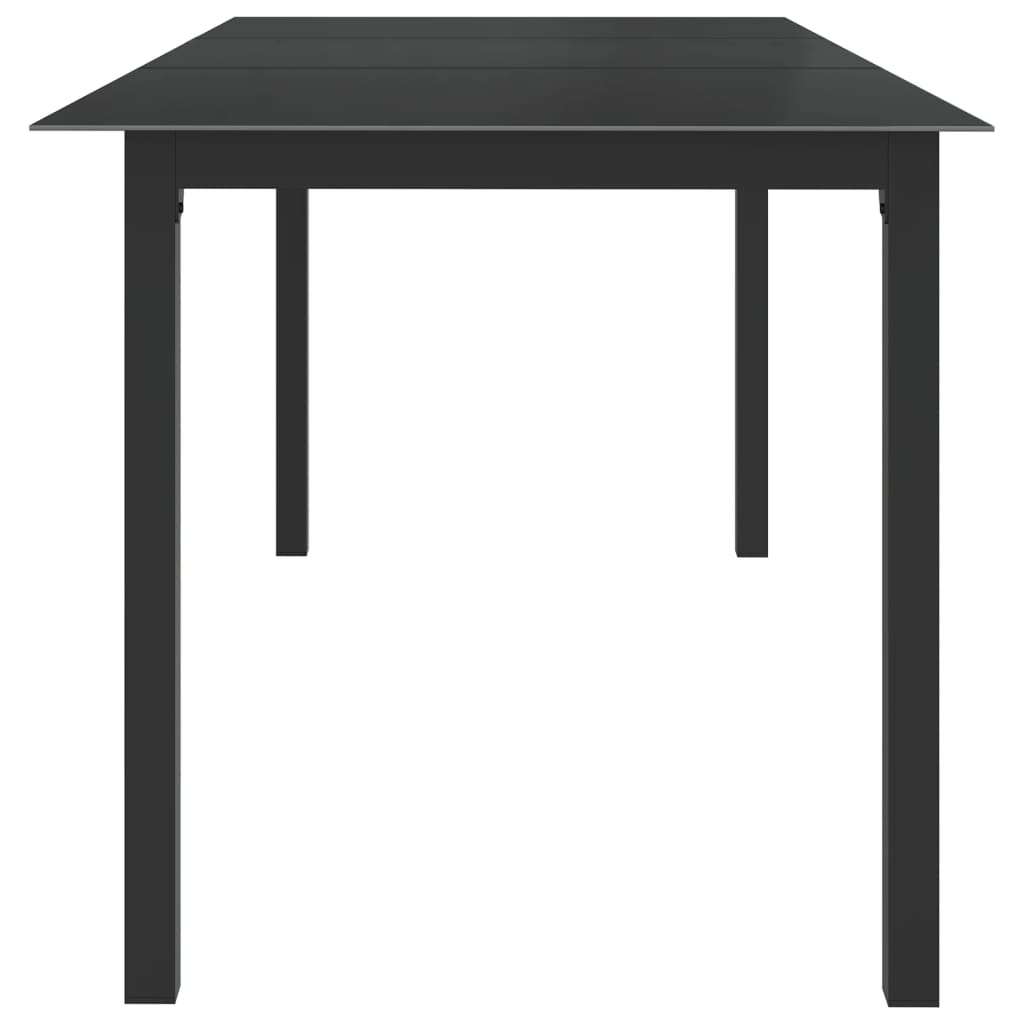 vidaXL Sodo stalas, juodas, 190x90x74cm, aliuminis ir stiklas