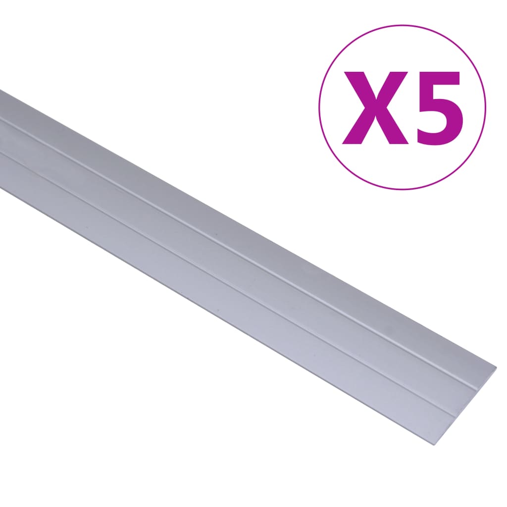vidaXL Grindų profiliai, 5vnt., sidabrinės spalvos, aliuminis, 134cm