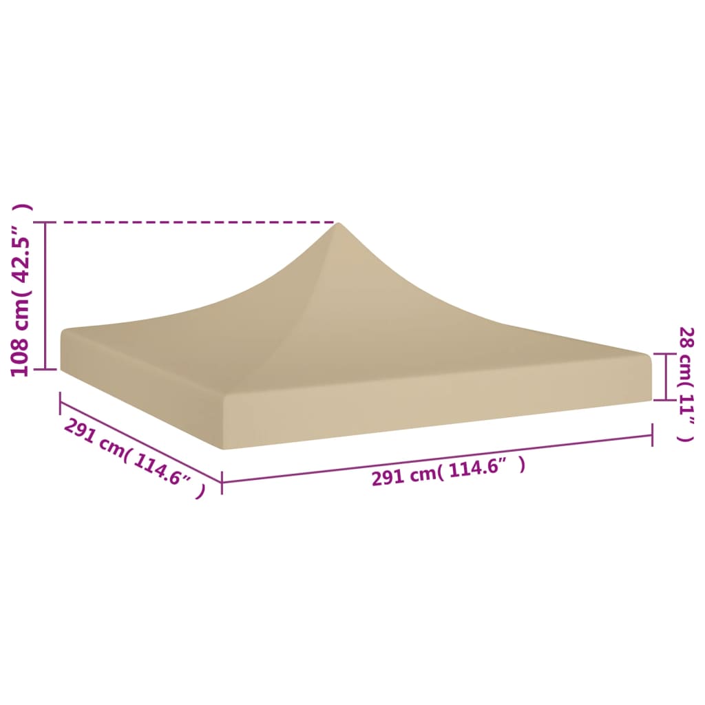 vidaXL Proginės palapinės stogas, smėlio spalvos, 3x3m, 270 g/m²