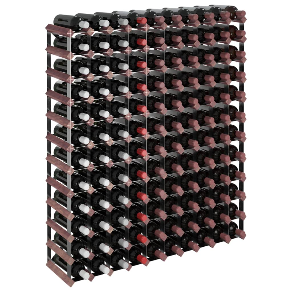 vidaXL Vyno laikiklis 120 butelių, rudas, pušies medienos masyvas