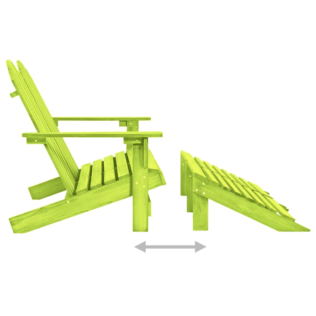 vidaXL Dvivietė sodo Adirondack kėdė ir otomanė, žalia, eglės mediena