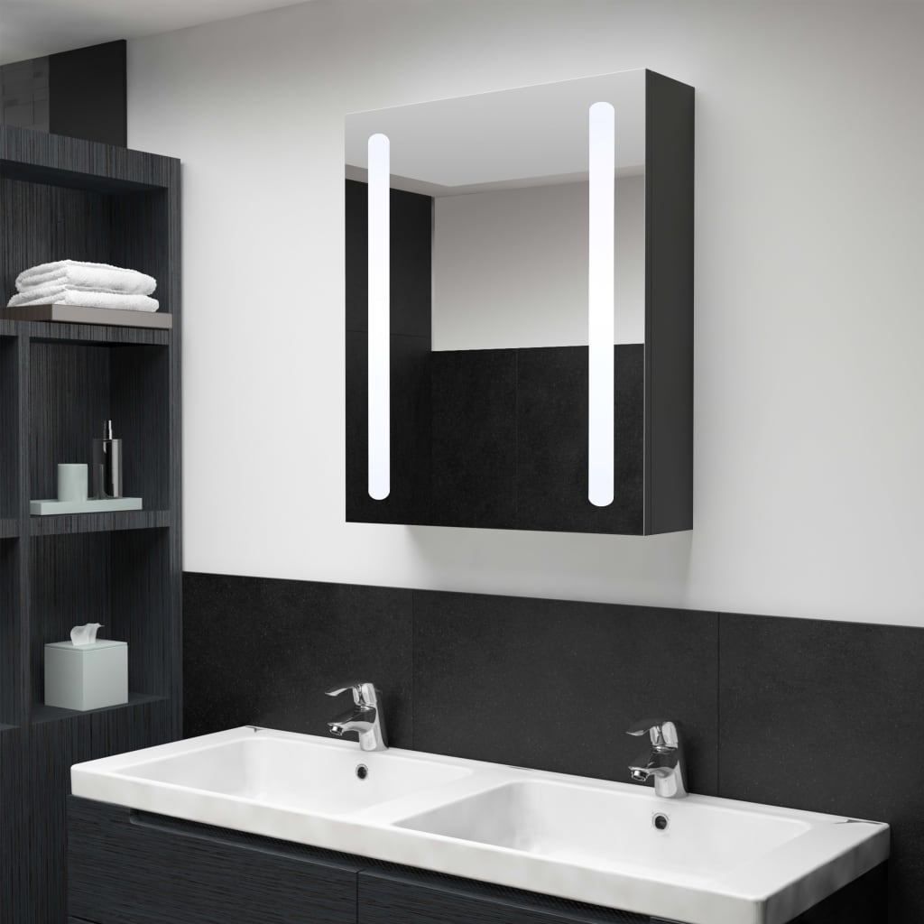 vidaXL Veidrodinė vonios spintelė su LED apšvietimu, 50x13x70cm