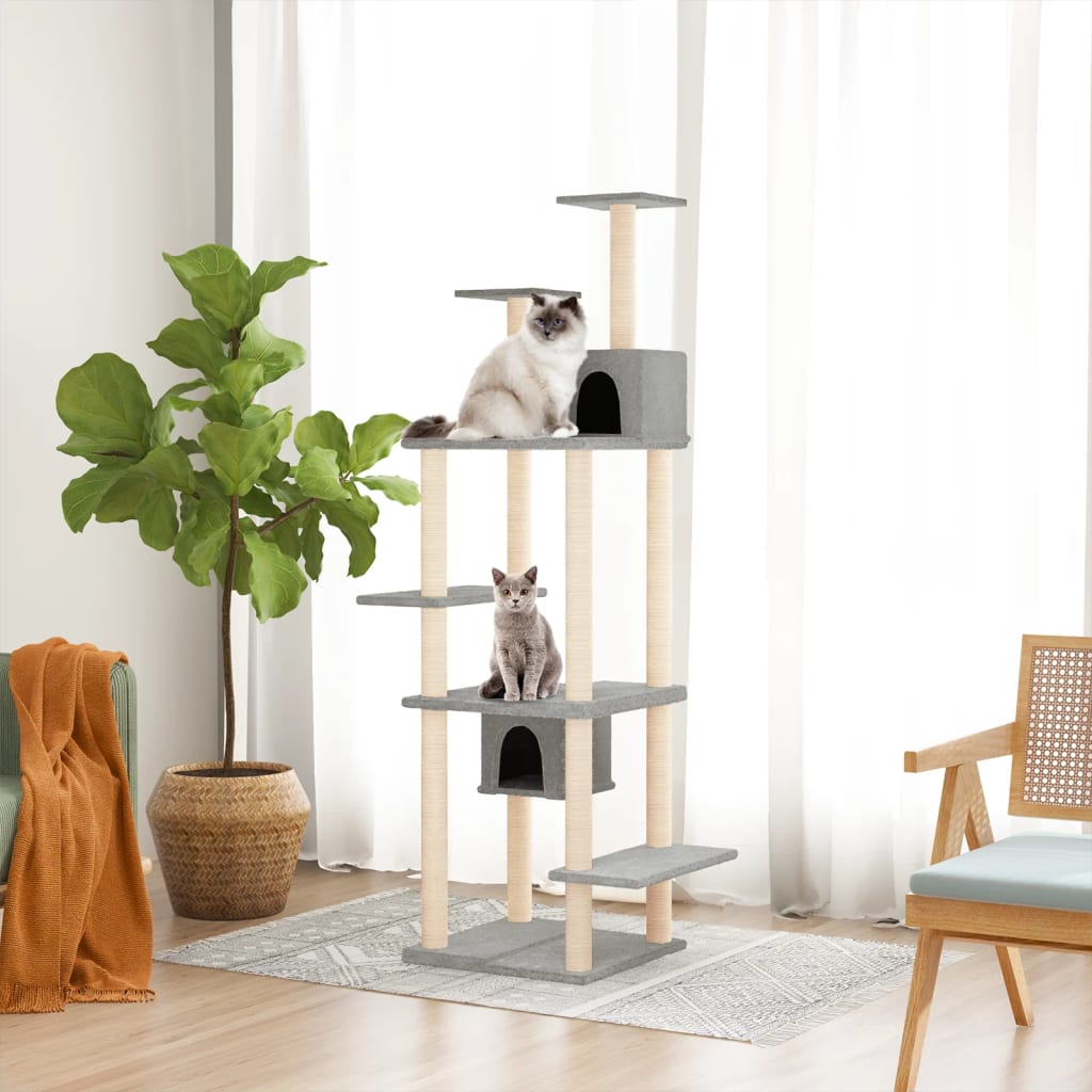 vidaXL Draskyklė katėms su stovais iš sizalio, šviesiai pilka, 176cm