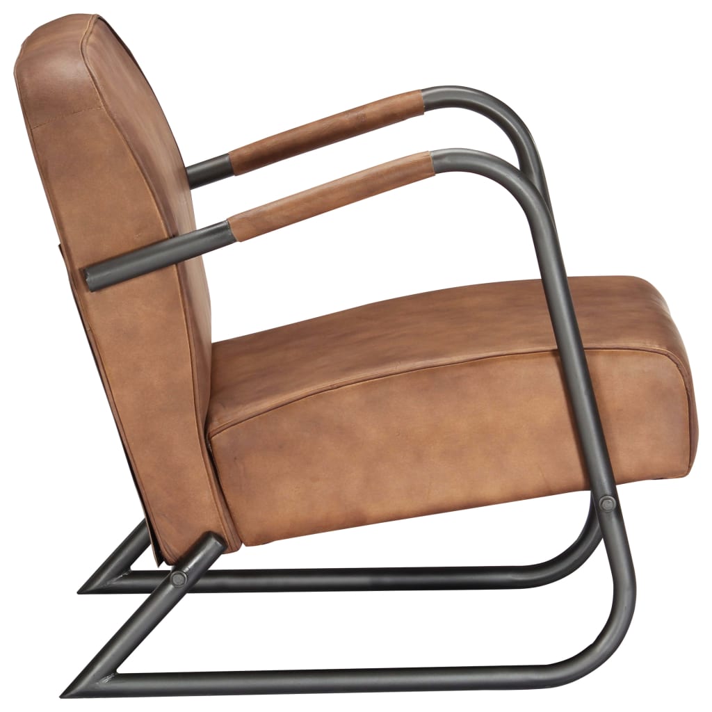 vidaXL Poilsio krėslas, šviesiai ruda, tikra oda